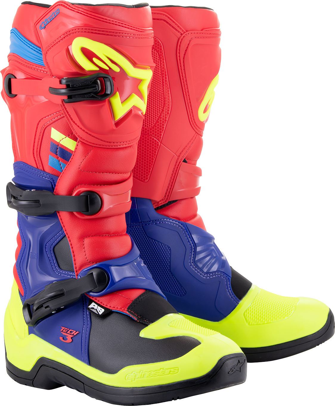 ALPINESTARS Tech 3 Boots - Red/Blue/Yellow Fluorescent - US 8 / EU 42 2013018-3375-8