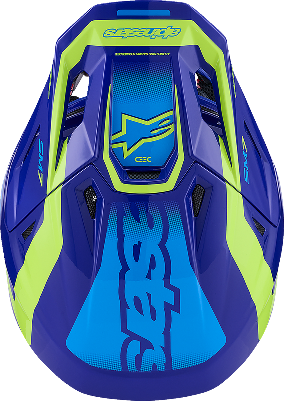 ALPINESTARS SM7 Helmet - Deed - Gloss Blue/Yellow Fluo - Small 8302426-7253-S