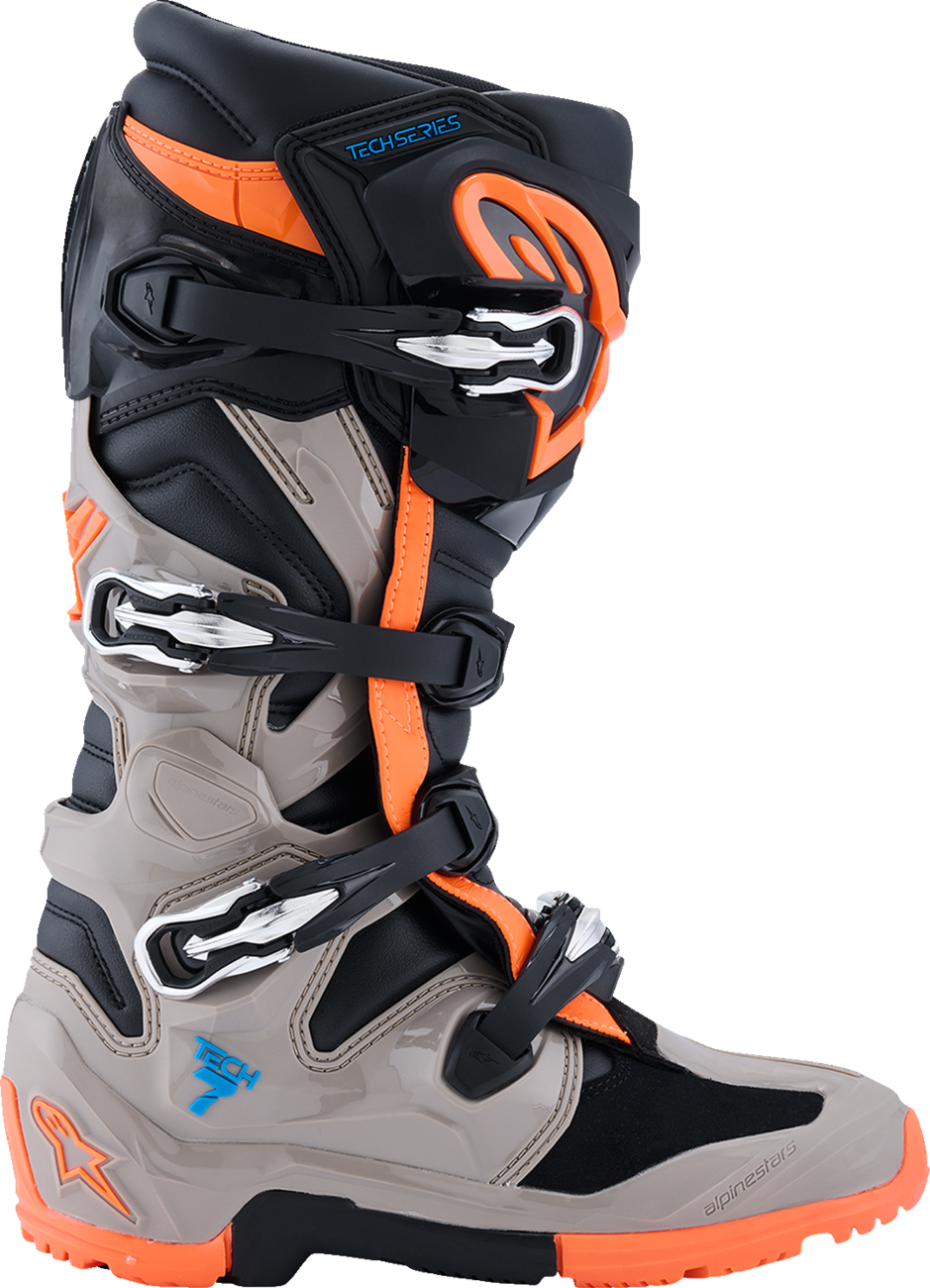 ALPINESTARS Tech 7 Enduro Boots - Black/Warm Gray/Fluorescent Orange - US 9 2010426-1562-9