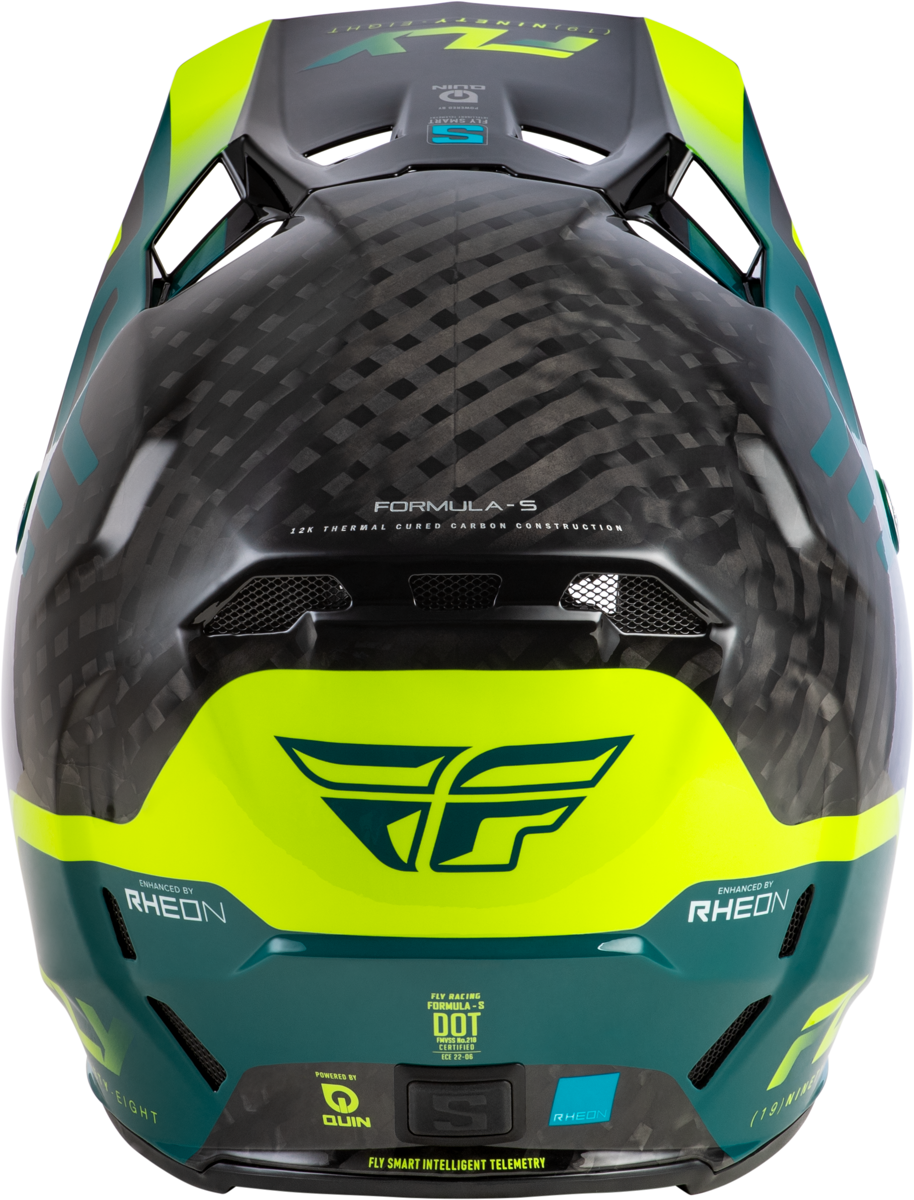 Formula S Carbon Byte Helmet Black Carbon/Teal/Lime Md