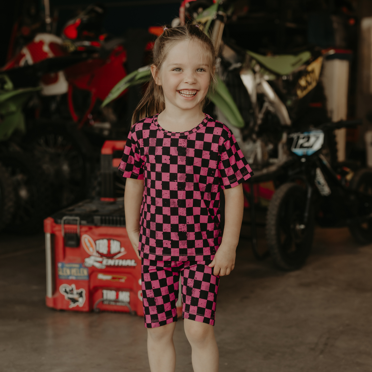 Pit Stop Pink 2 Piece Summer Pajamas / PREORDER: shipping June 22 - 30