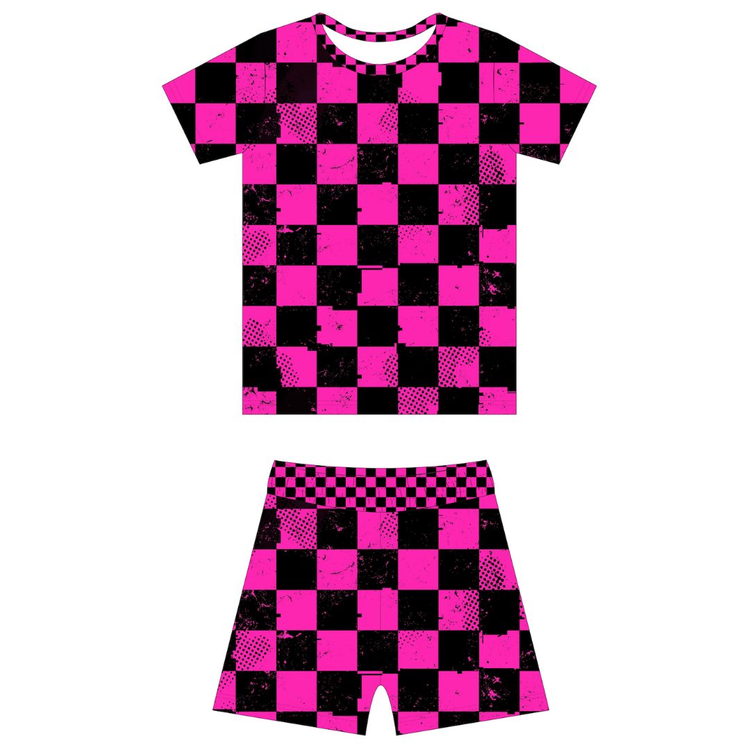 Pit Stop Pink 2 Piece Summer Pajamas / PREORDER: shipping June 22 - 30