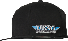 THROTTLE THREADS Drag Specialties Flat Bill Hat - Black DRG23H12BKOR