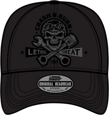 LETHAL THREAT Crash 'n Burn Baseball Hat - Black - One Size HT82101