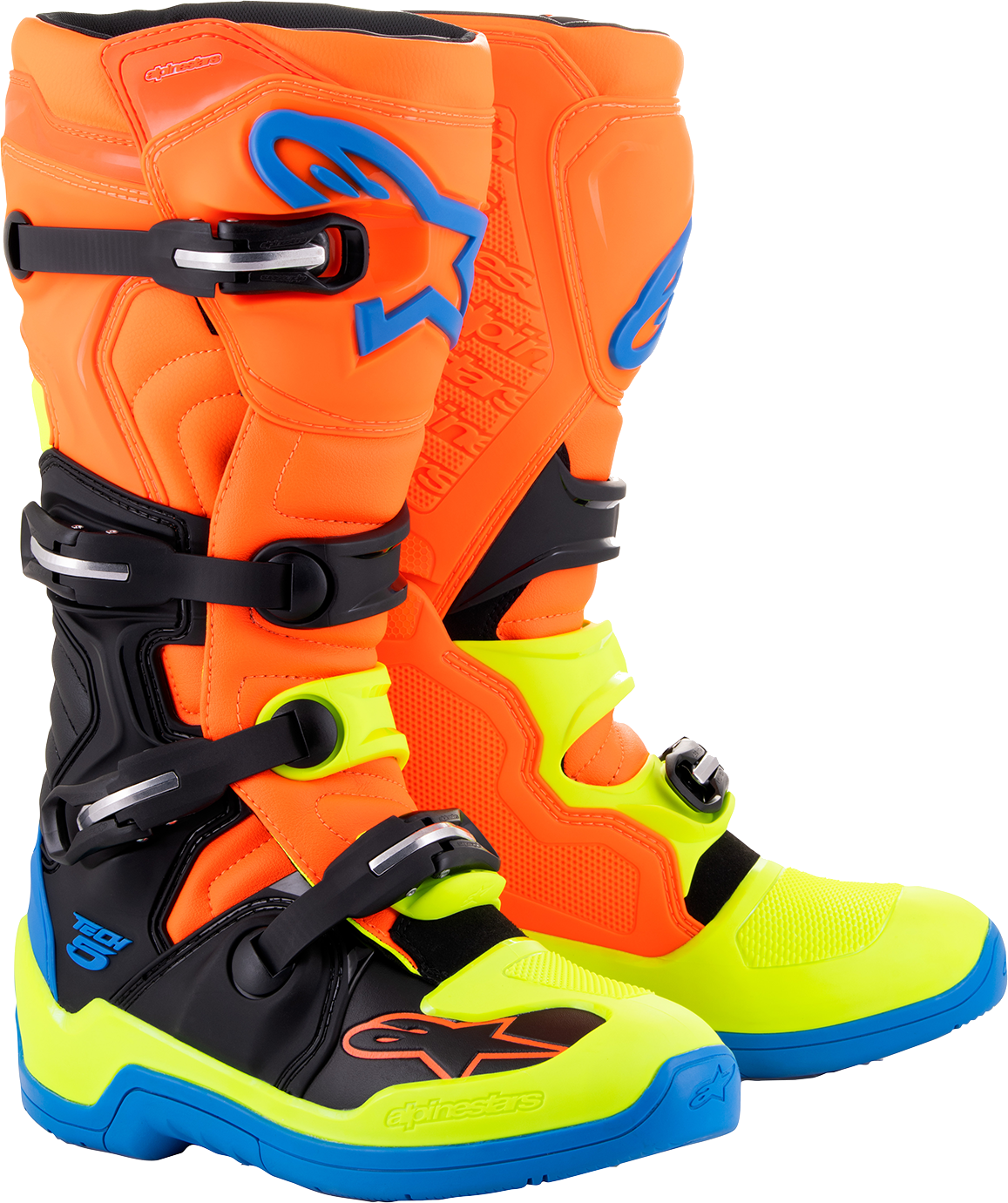ALPINESTARS Tech 5 Boots - Orange Fluorescent/Blue/Yellow Fluorescent - US 7 / EU 40.5 2015015-4755-7