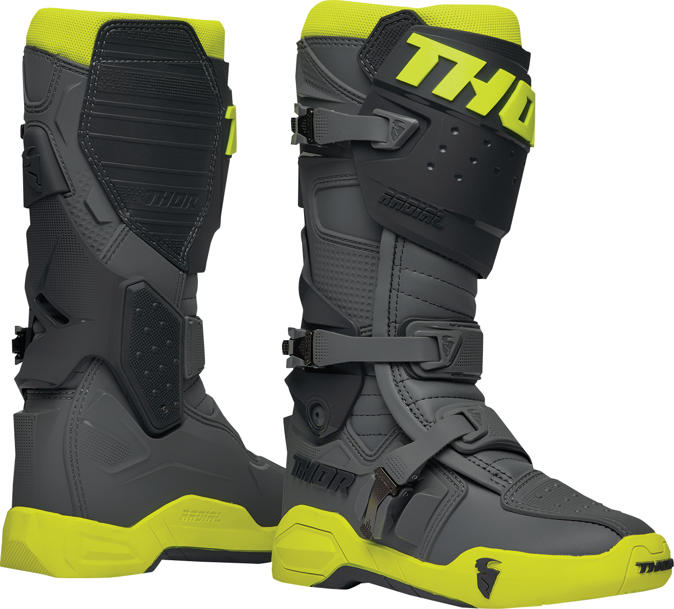 THOR Radial Boots - Gray/Fluorescent Yellow - Size 15 3410-2753