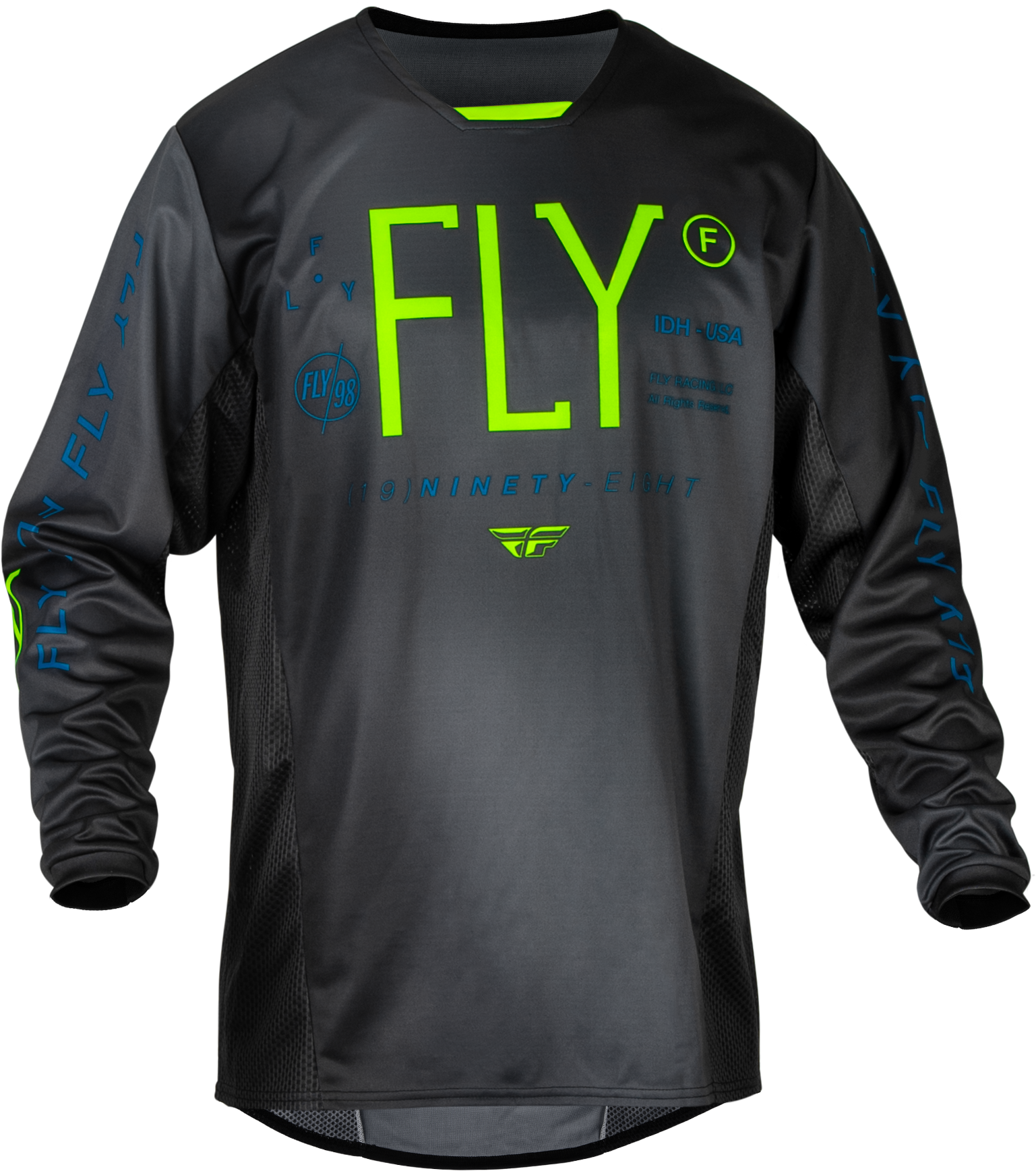 Youth Kinetic Prodigy Jersey Charcoal/Neon Grn/True Blu Yxl