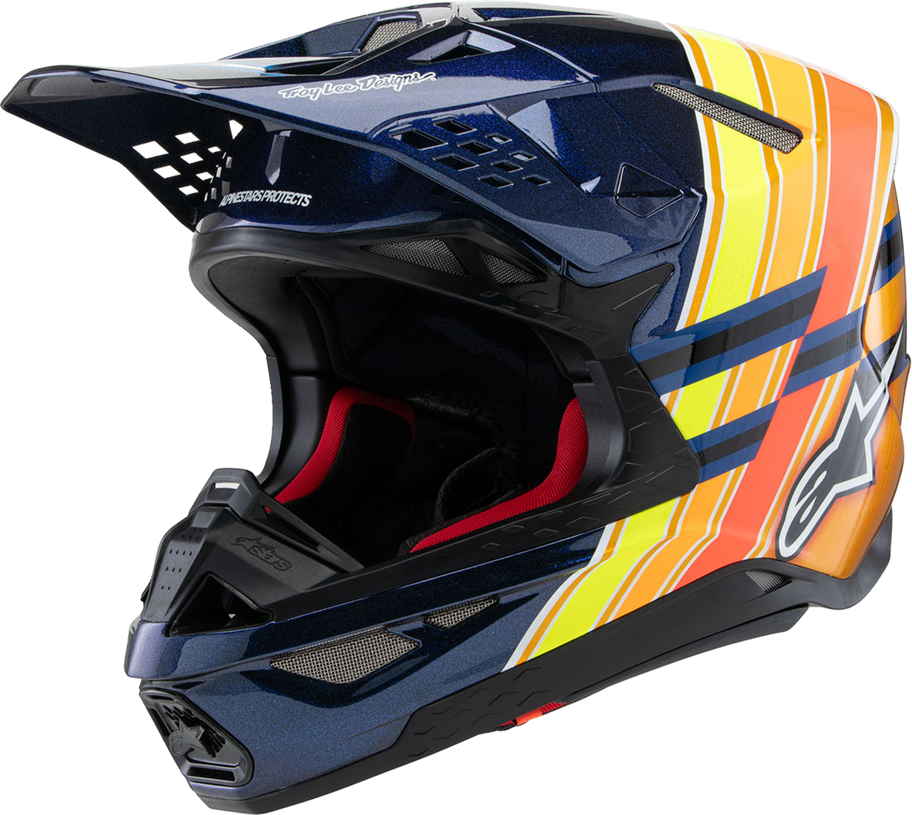 ALPINESTARS Supertech M10 Helmet - TLD Edition 25 - MIPS® - Gloss Dark Blue/Orange/Yellow/Fluo Red - Medium 8300225-7156-M
