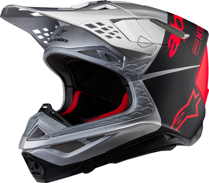 ALPINESTARS Supertech M10 Helmet - Flood - MIPS® - Gloss Silver/Black/Orange Fluo - Medium 8301023-1954-M