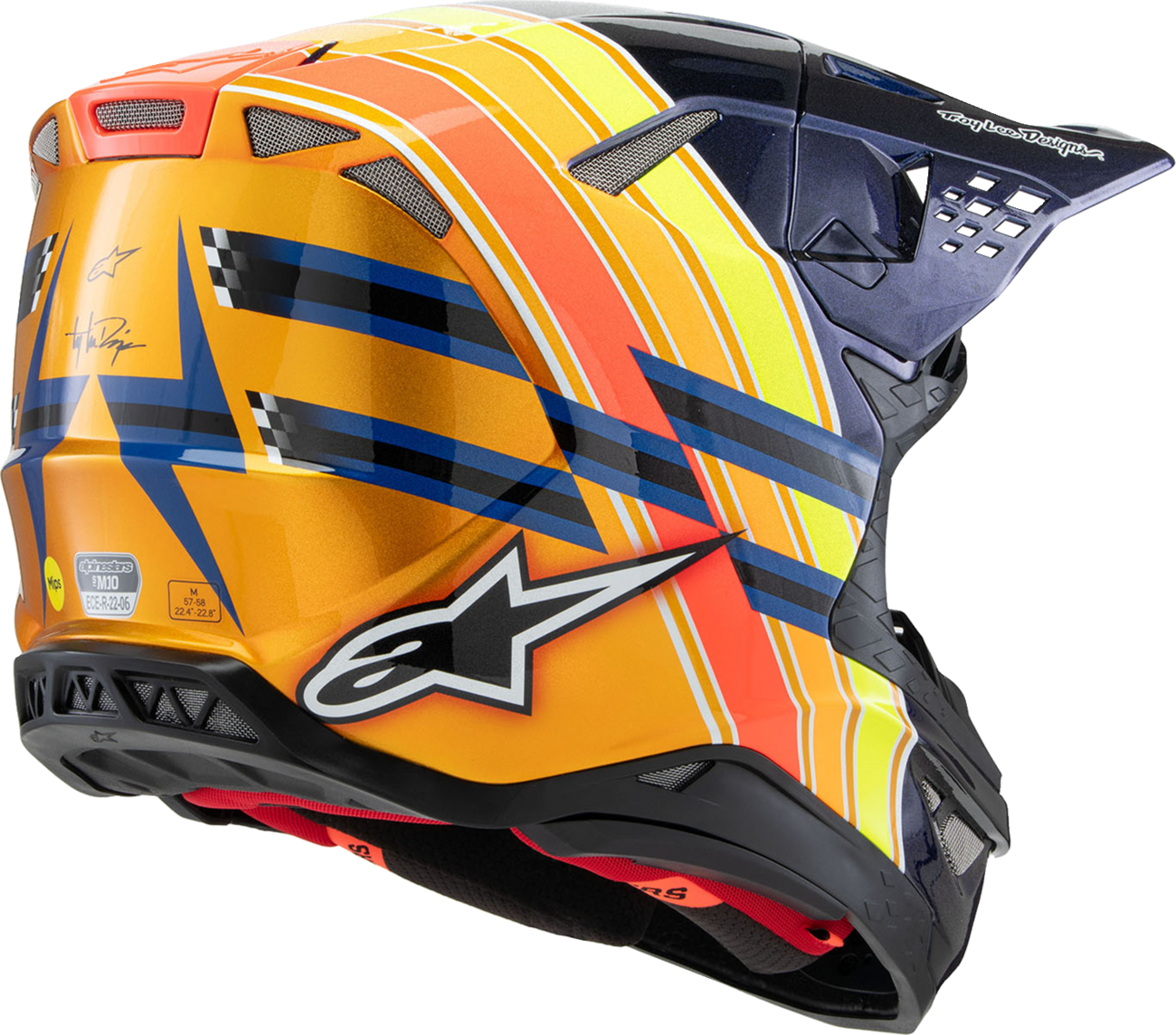 ALPINESTARS Supertech M10 Helmet - TLD Edition 25 - MIPS® - Gloss Dark Blue/Orange/Yellow/Fluo Red - 2XL 8300225-7156-XXL