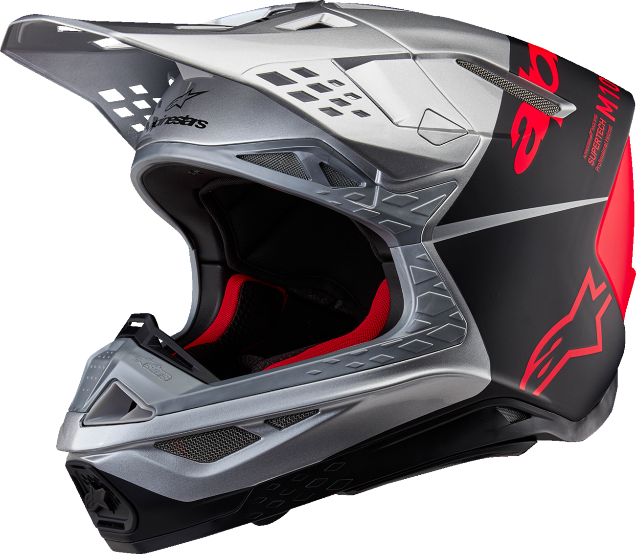 ALPINESTARS Supertech M10 Helmet - Flood - MIPS® - Gloss Silver/Black/Orange Fluo - Large 8301023-1954-L