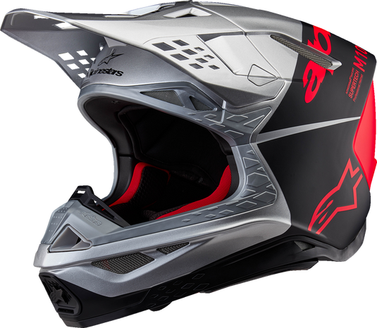 ALPINESTARS Supertech M10 Helmet - Flood - MIPS® - Gloss Silver/Black/Orange Fluo - Large 8301023-1954-L