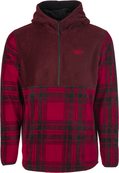 Fly Half Zip Pullover Hoodie Red Plaid Sm