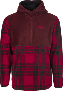Fly Half Zip Pullover Hoodie Red Plaid Xl