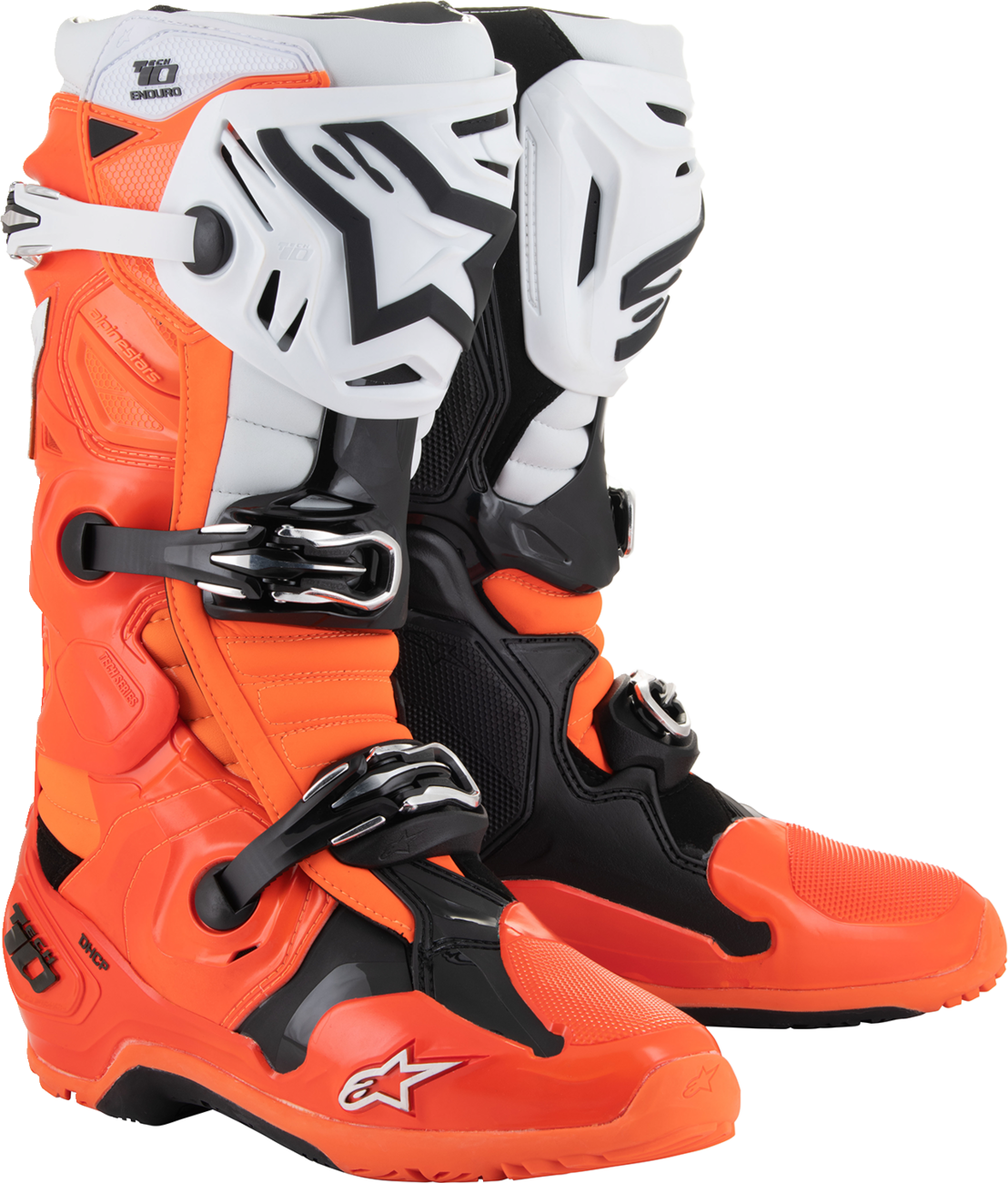 ALPINESTARS Tech 10 Enduro Boots - Fluorescent Orange/Black/White - US 10 / EU 44.5 2010025-4512-10