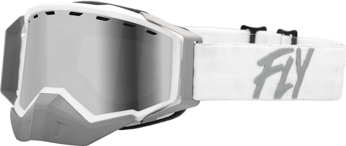Zone Snow Goggle Wht/Light Gry W/ Silver Mirror/Smoke Lens