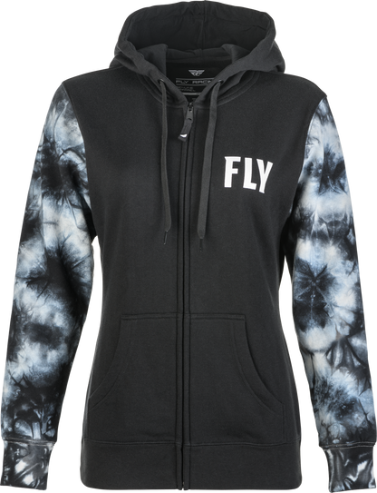 Women's Fly Tie Dye Zip Up Hoodie Black/Grey 2x