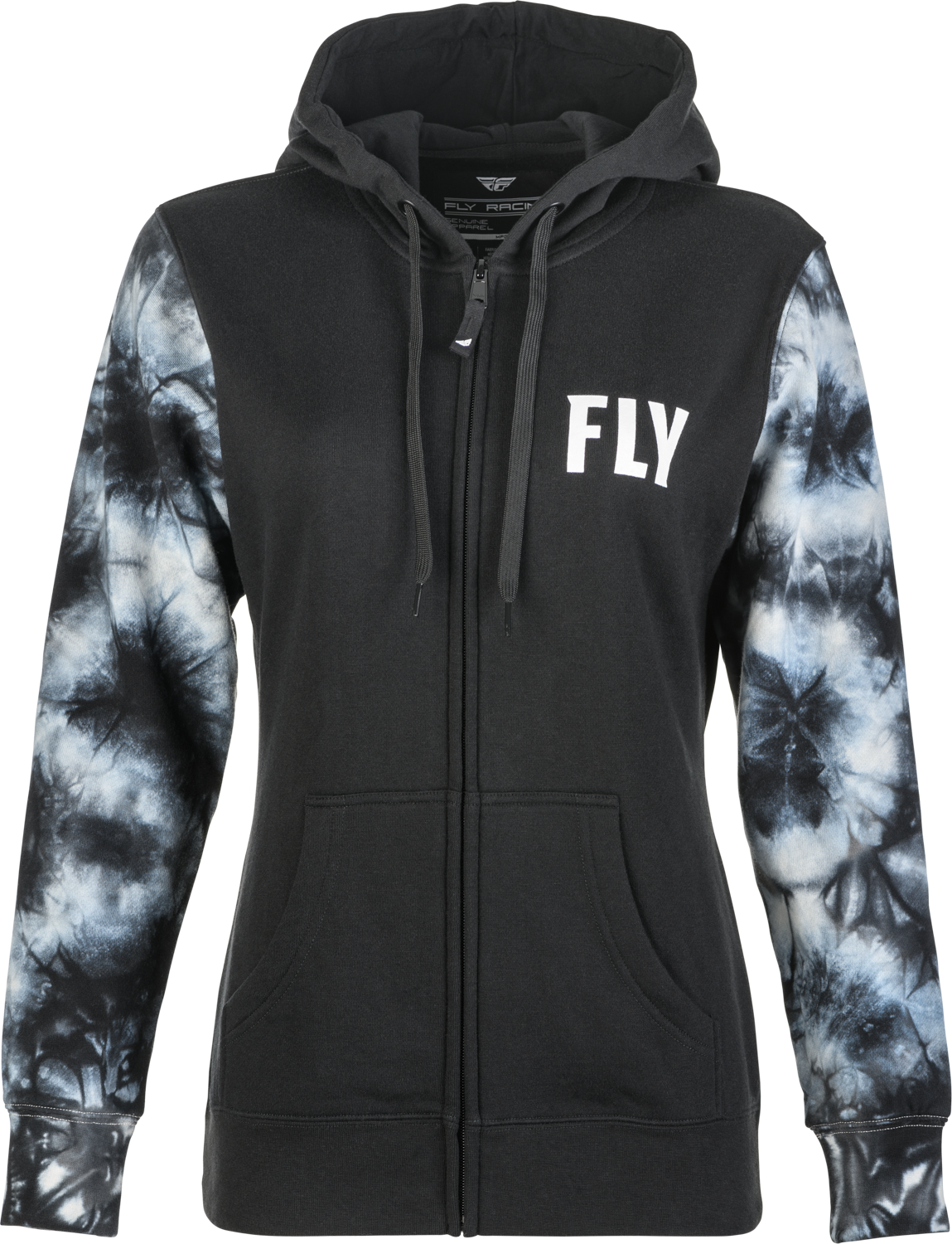Women's Fly Tie Dye Zip Up Hoodie Black/Grey Sm