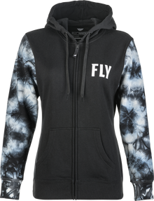 Women's Fly Tie Dye Zip Up Hoodie Black/Grey Sm