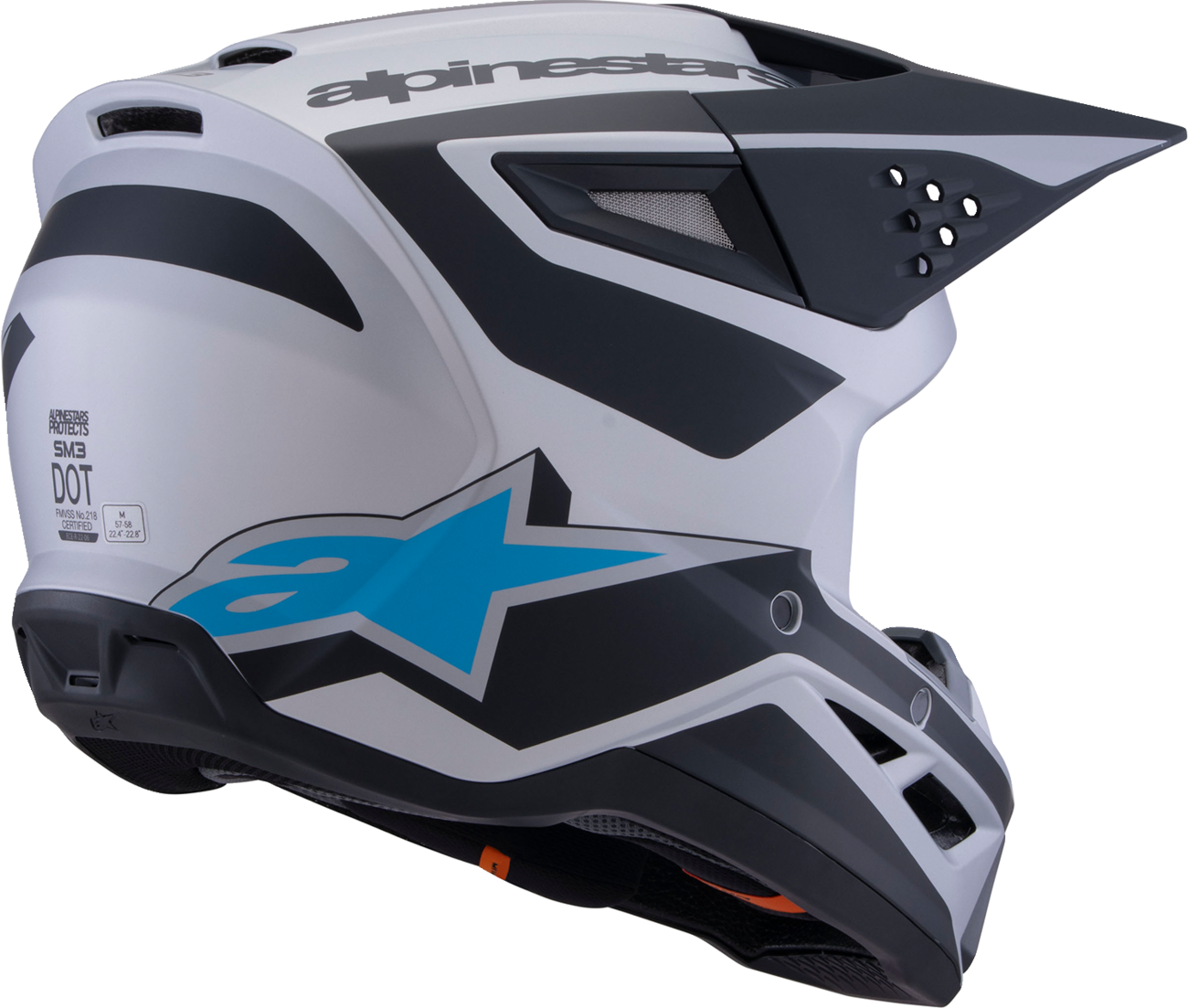ALPINESTARS SM3 Helmet - Heat - Matte Silver/Blue/Black - Medium 8301026-1949-M