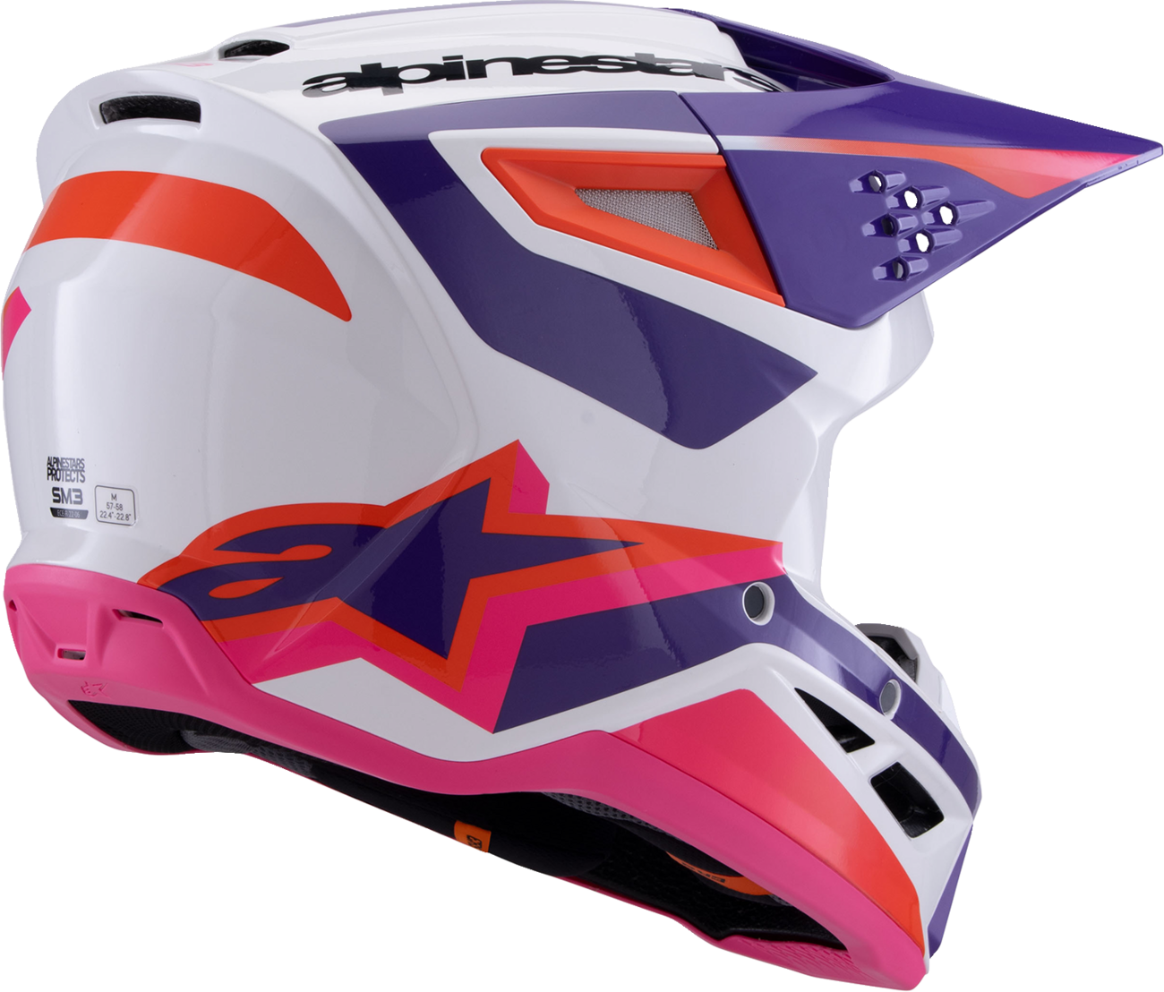 ALPINESTARS SM3 Helmet - Heat - Gloss White/Purple/Pink - Large 8301026-2052-L