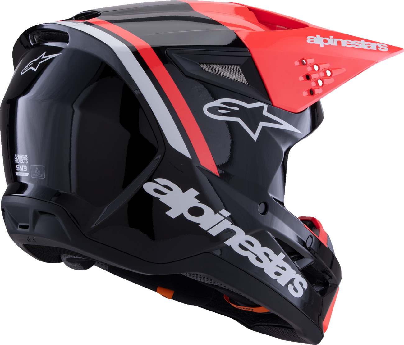 ALPINESTARS SM3 Helmet - Radium - Gloss Black/Red Fluo/White - Small 8300826-1553-S