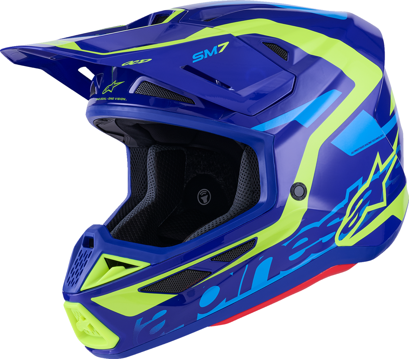 ALPINESTARS SM7 Helmet - Deed - Gloss Blue/Yellow Fluo - Medium 8302426-7253-M