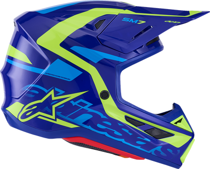 ALPINESTARS SM7 Helmet - Deed - Gloss Blue/Yellow Fluo - Small 8302426-7253-S