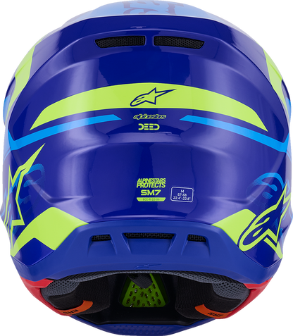 ALPINESTARS SM7 Helmet - Deed - Gloss Blue/Yellow Fluo - Small 8302426-7253-S