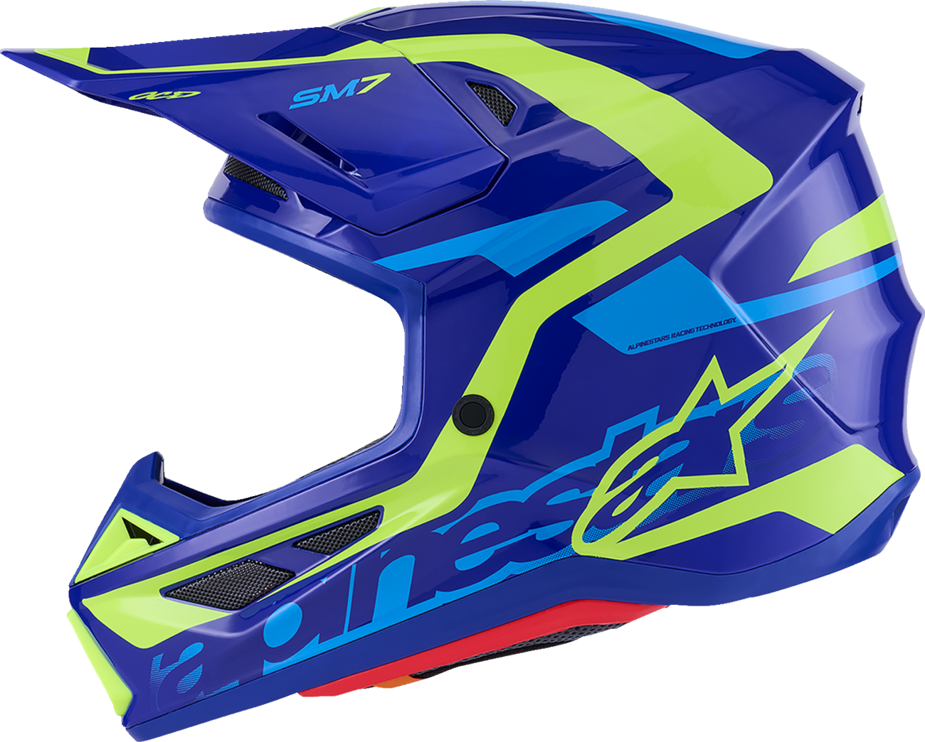 ALPINESTARS SM7 Helmet - Deed - Gloss Blue/Yellow Fluo - Medium 8302426-7253-M