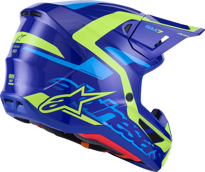 ALPINESTARS SM7 Helmet - Deed - Gloss Blue/Yellow Fluo - Large 8302426-7253-L