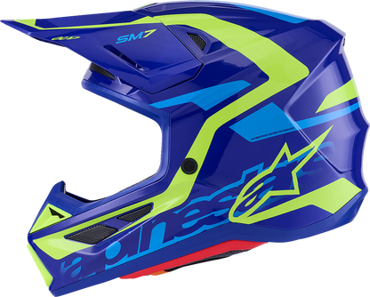 ALPINESTARS SM7 Helmet - Deed - Gloss Blue/Yellow Fluo - Large 8302426-7253-L
