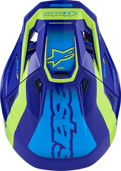 ALPINESTARS SM7 Helmet - Deed - Gloss Blue/Yellow Fluo - Large 8302426-7253-L