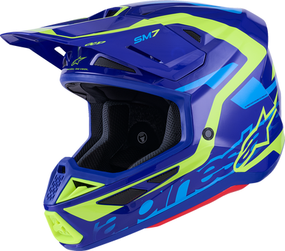 ALPINESTARS SM7 Helmet - Deed - Gloss Blue/Yellow Fluo - 2XL 8302426-7253-XXL