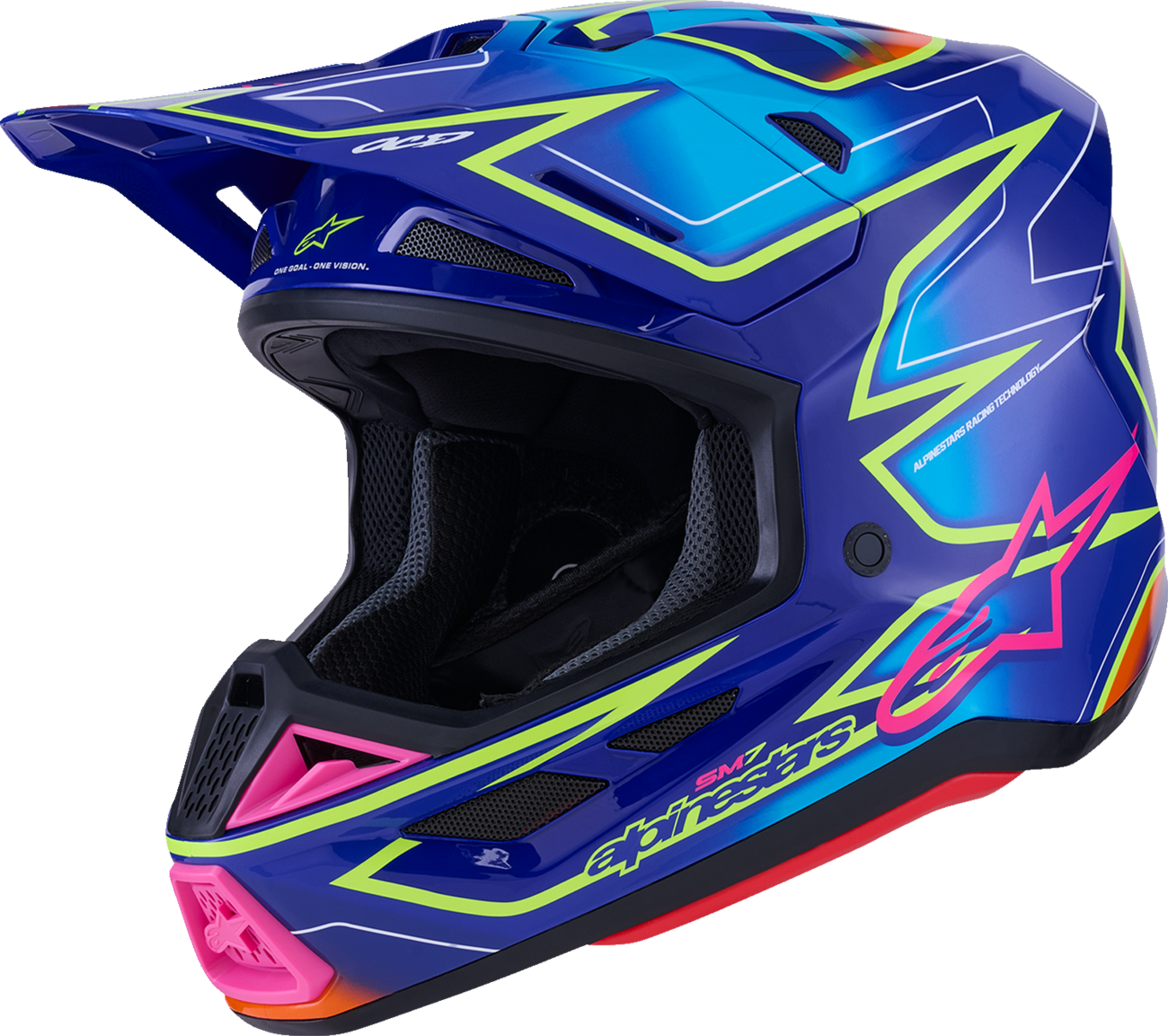 ALPINESTARS SM7 Helmet - Cast - Gloss/Blue/Pink/Yellow Fluo - XS 8302626-7254-XS
