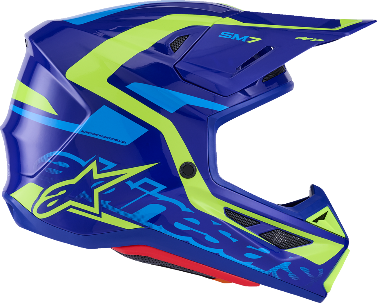 ALPINESTARS SM7 Helmet - Deed - Gloss Blue/Yellow Fluo - 2XL 8302426-7253-XXL