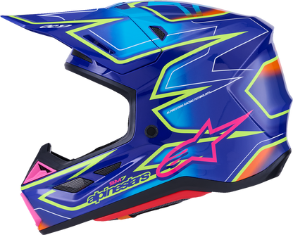 ALPINESTARS SM7 Helmet - Cast - Gloss/Blue/Pink/Yellow Fluo - Medium 8302626-7254-M