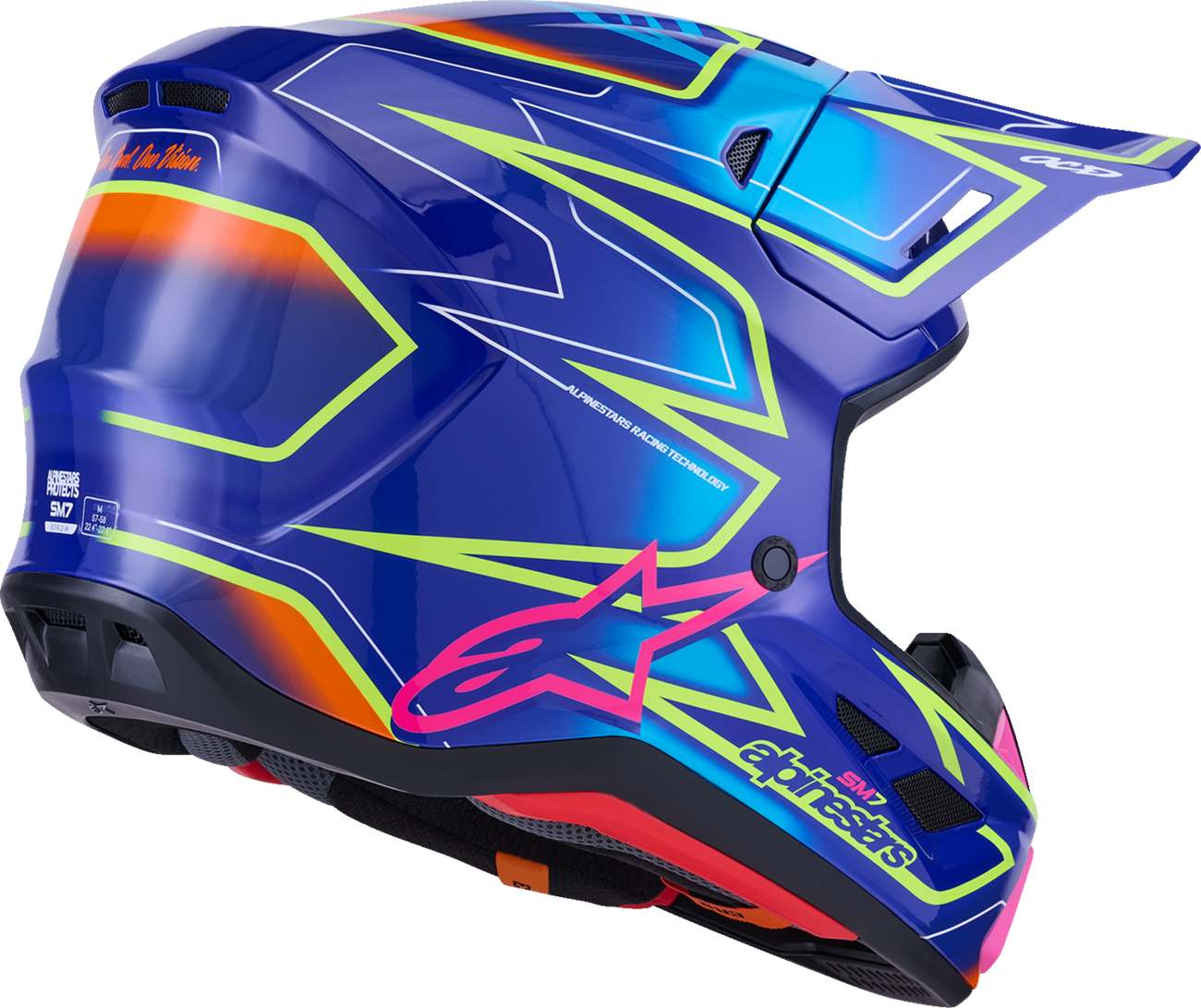 ALPINESTARS SM7 Helmet - Cast - Gloss/Blue/Pink/Yellow Fluo - Large 8302626-7254-L