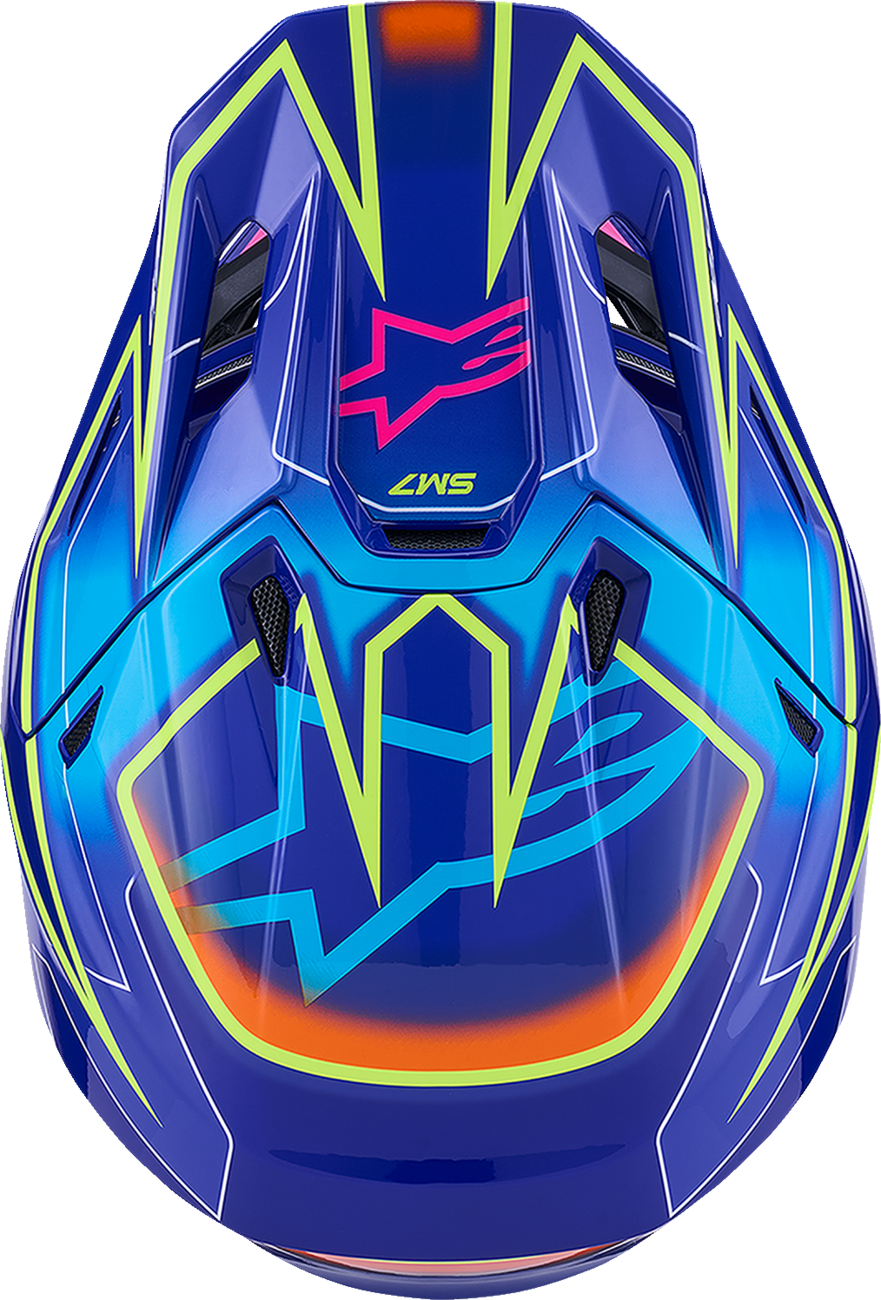 ALPINESTARS SM7 Helmet - Cast - Gloss/Blue/Pink/Yellow Fluo - Large 8302626-7254-L