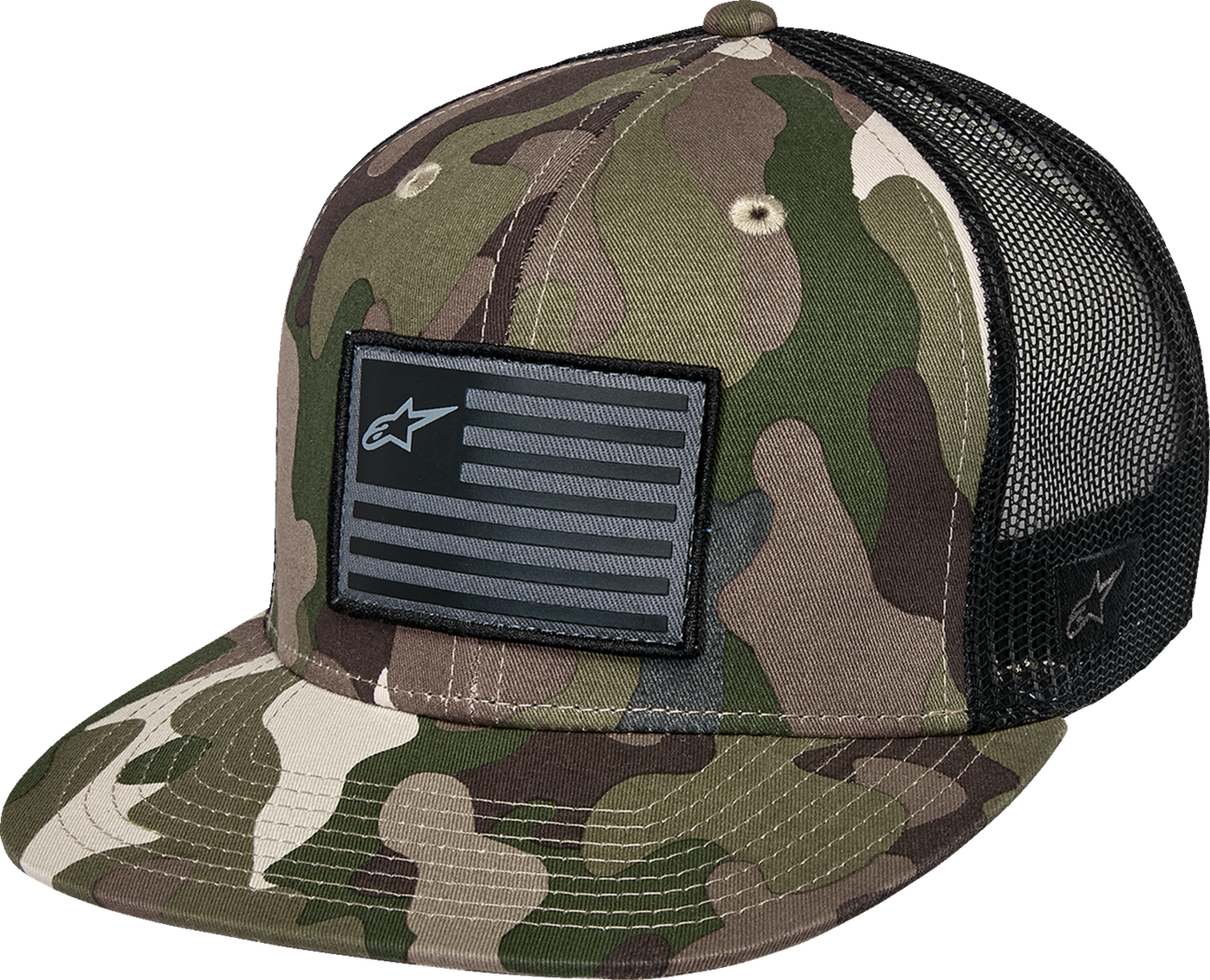 ALPINESTARS Flag Flat Trucker Hat - Camo Green/Black 1235-81960-6173-OS