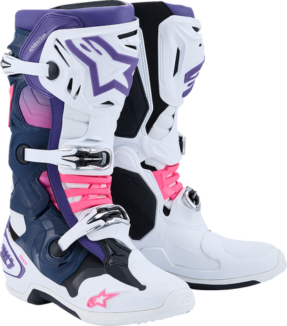 ALPINESTARS Tech 10 Boots - White/Violet/Navy/Pink Fluorescent - US 10 / EU 44.5 2010020-2780-10