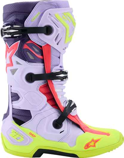 ALPINESTARS Tech 10 Supervented Boots - Purple/Fluorescent Yellow/Diva Pink - US 9 / EU 43 2010520-3150-9