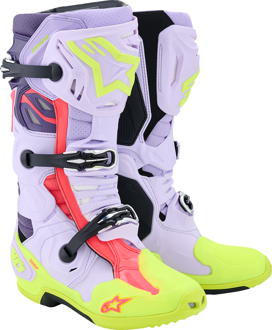 ALPINESTARS Tech 10 Supervented Boots - Purple/Fluorescent Yellow/Diva Pink - US 13 / EU 48 2010520-3150-13