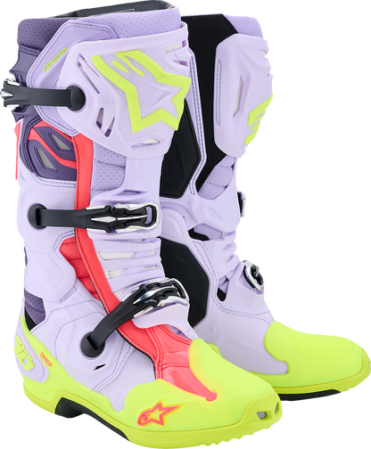 ALPINESTARS Tech 10 Supervented Boots - Purple/Fluorescent Yellow/Diva Pink - US 13 / EU 48 2010520-3150-13