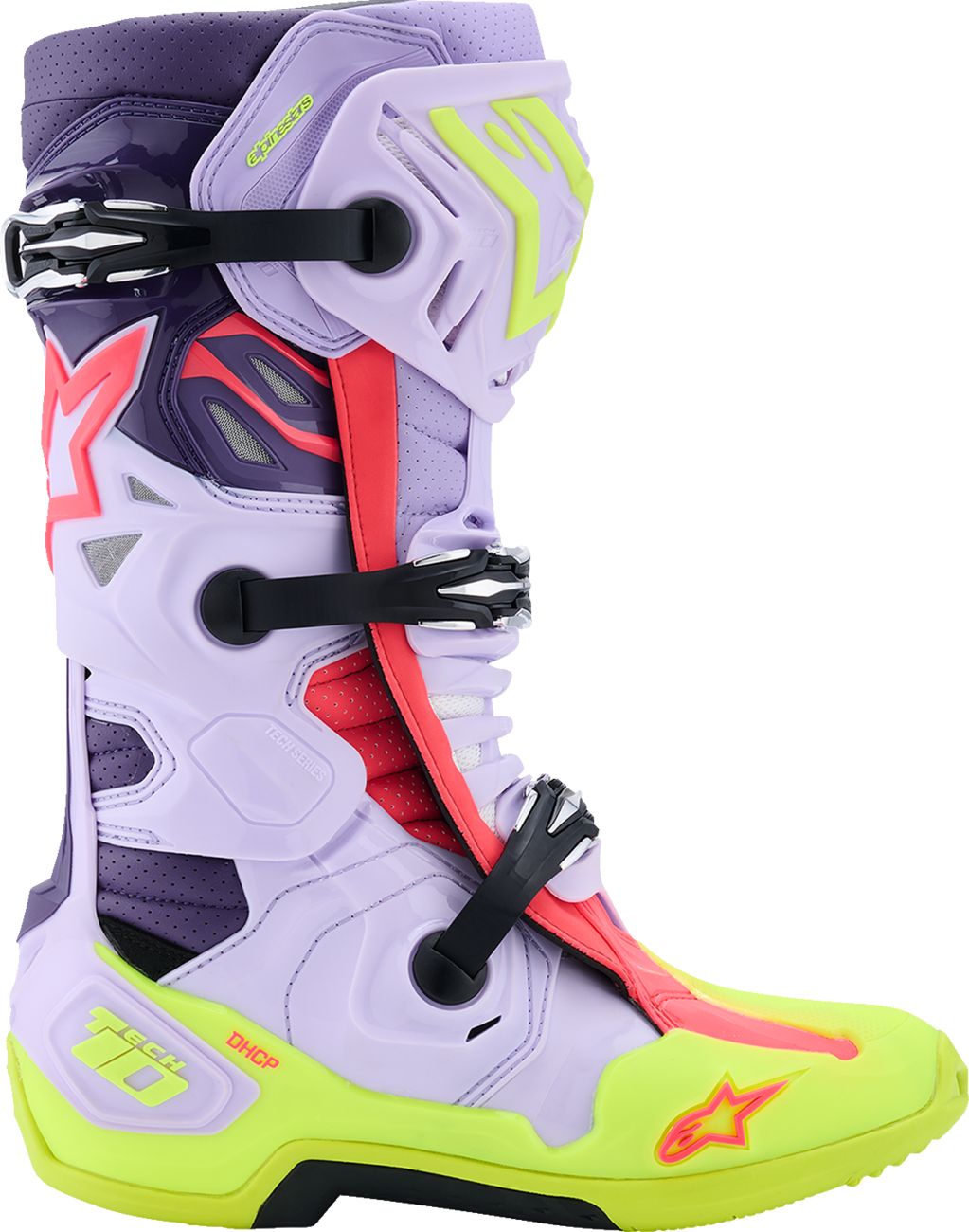 ALPINESTARS Tech 10 Supervented Boots - Purple/Fluorescent Yellow/Diva Pink - US 14 / EU 49.5 2010520-3150-14