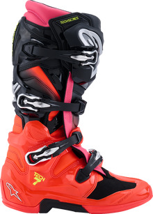 ALPINESTARS Tech 7 Boots - Black/Fluorescent Red/Fluorescent Pink - US 10 / EU 44.5 2012025-1576-10
