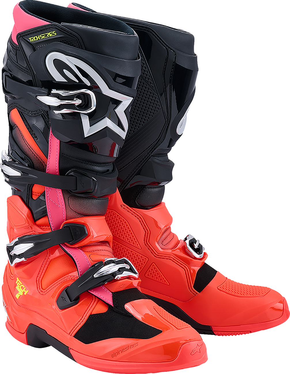 ALPINESTARS Tech 7 Boots - Black/Fluorescent Red/Fluorescent Pink - US 13 / EU 48 2012025-1576-13