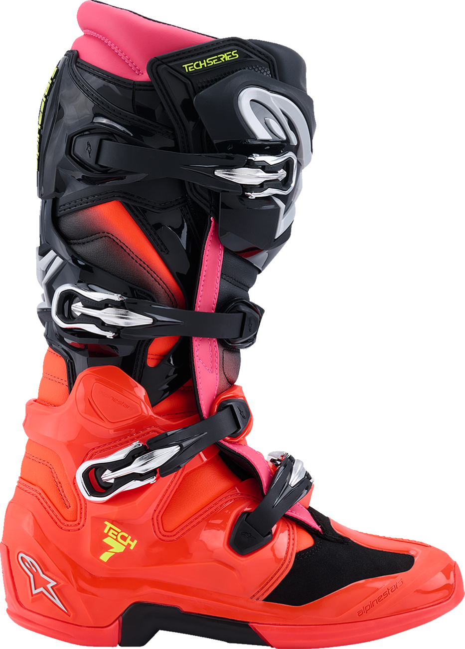 ALPINESTARS Tech 7 Boots - Black/Fluorescent Red/Fluorescent Pink - US 13 / EU 48 2012025-1576-13