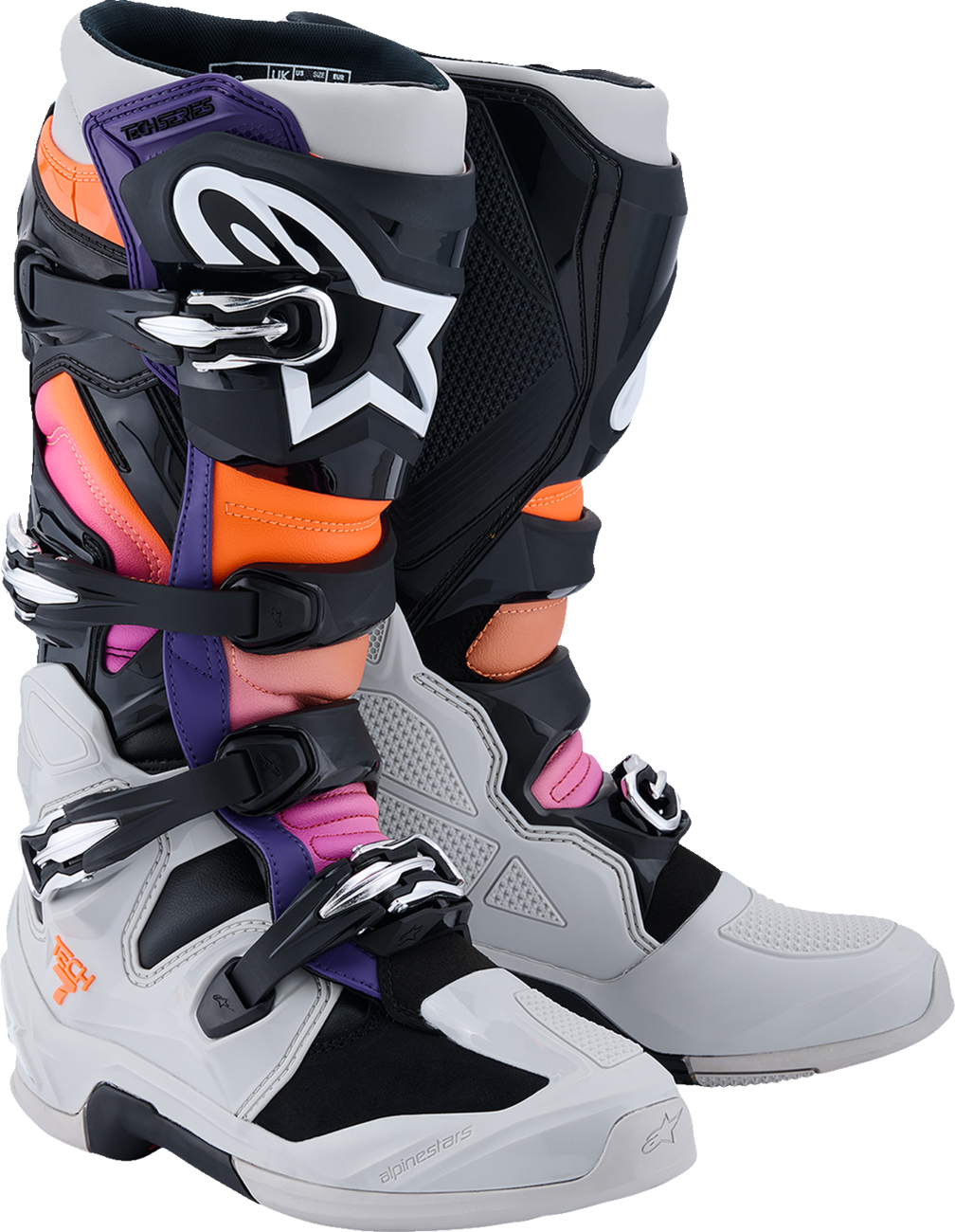 ALPINESTARS Tech 7 Boots - Black/Light Gray/Fluorescent Orange/Magenta - US 10 / EU 44.5 2012025-1594-10