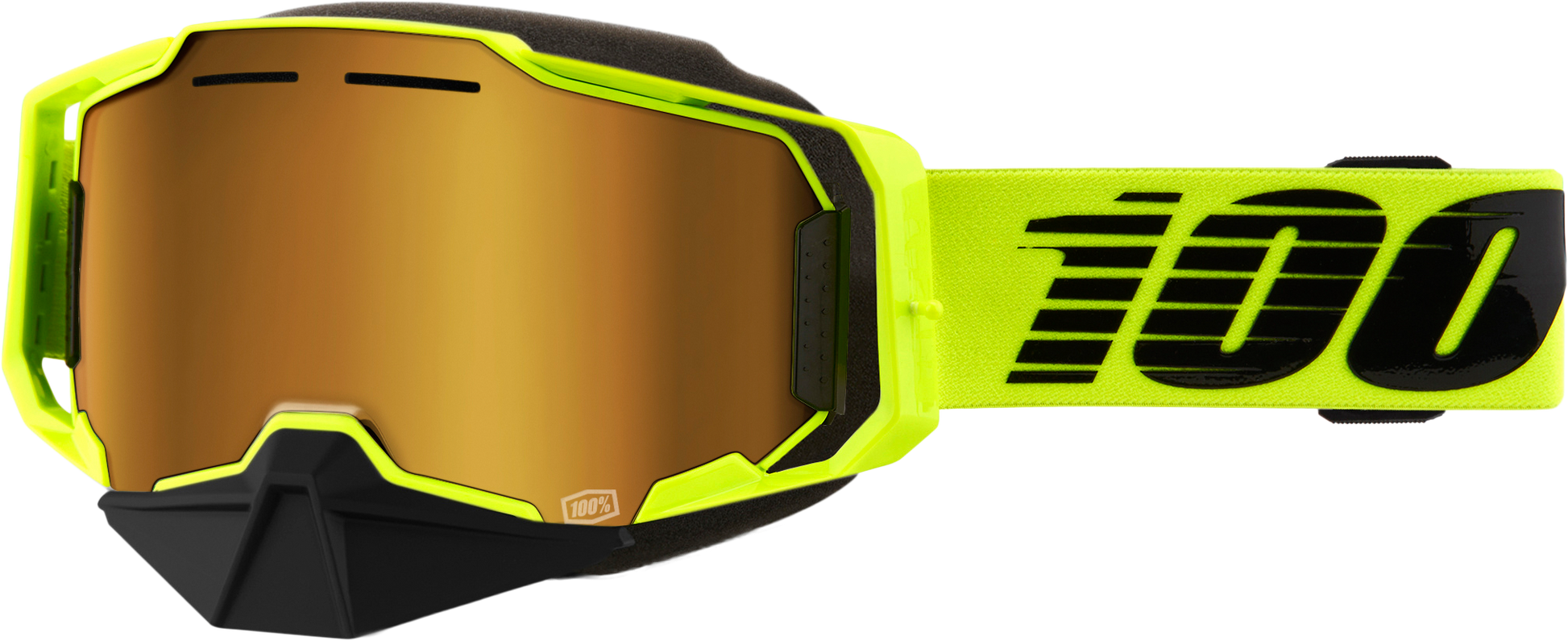 Armega Snowmobile Goggle Neon Ylw W/ Gld Mirror Lens